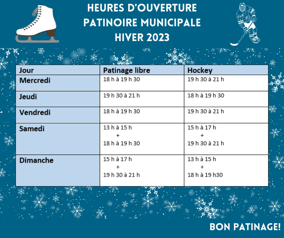 Horaire patinoire 