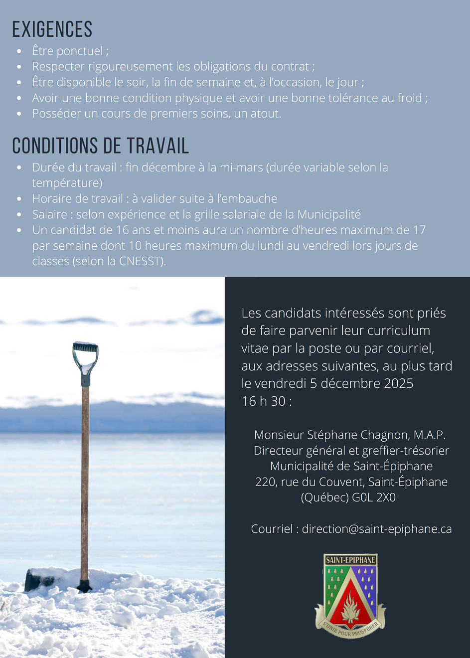 Surveillant et préposé à l’entretien de la patinoire verso