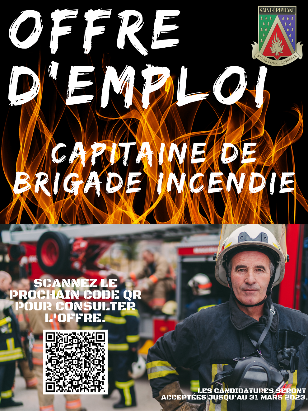 Affiche offre d'emploi - Capitaine de brigade de sécurité incendie (Photo : © Direction générale)