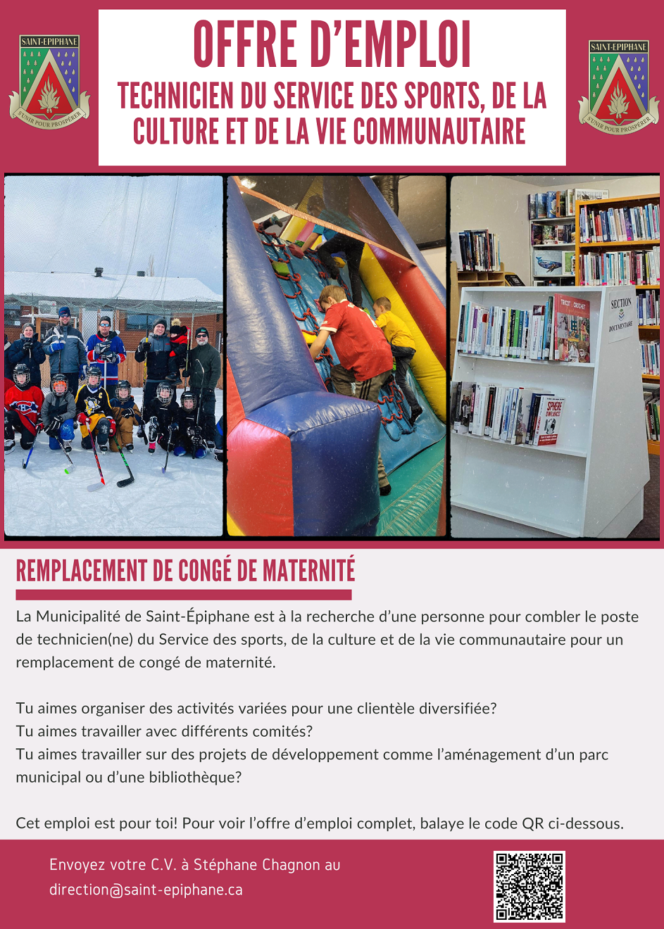 Offre d’emploi - Remplacement maternité - Loisirs - Août 2024